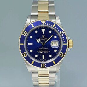 MINT ROLEX TWO TONE SUBMARINER MEN'S WATCH WITH FULL BOX
